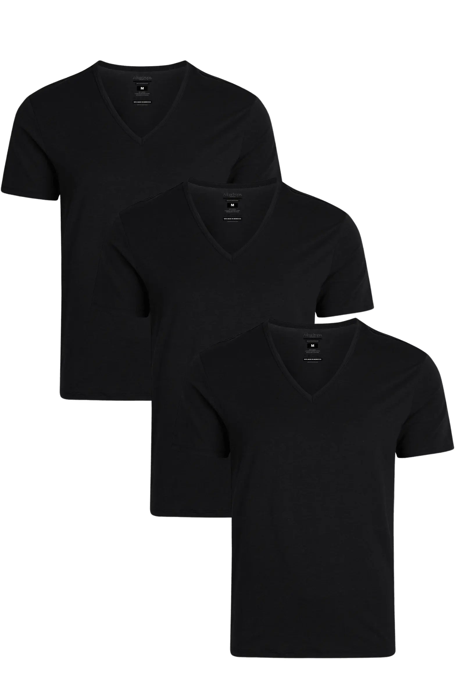 3 T-shirts col V 100% Coton Bio - 150 GSM