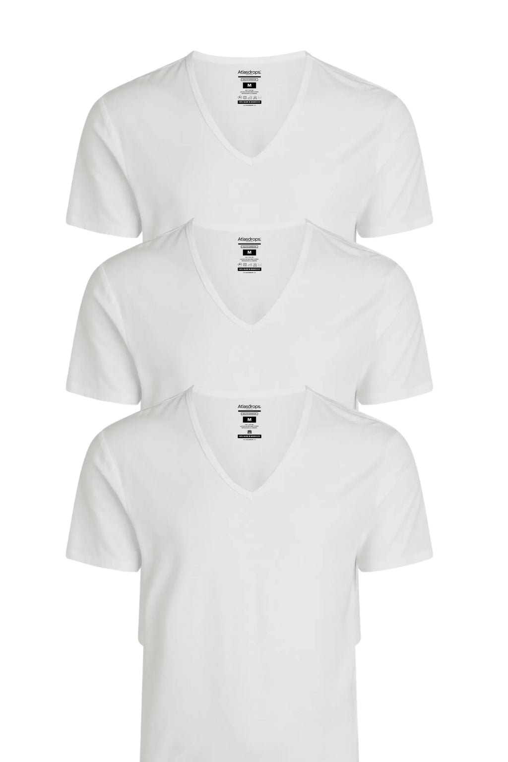 3 T-shirts col V 100% Coton Bio - 150 GSM